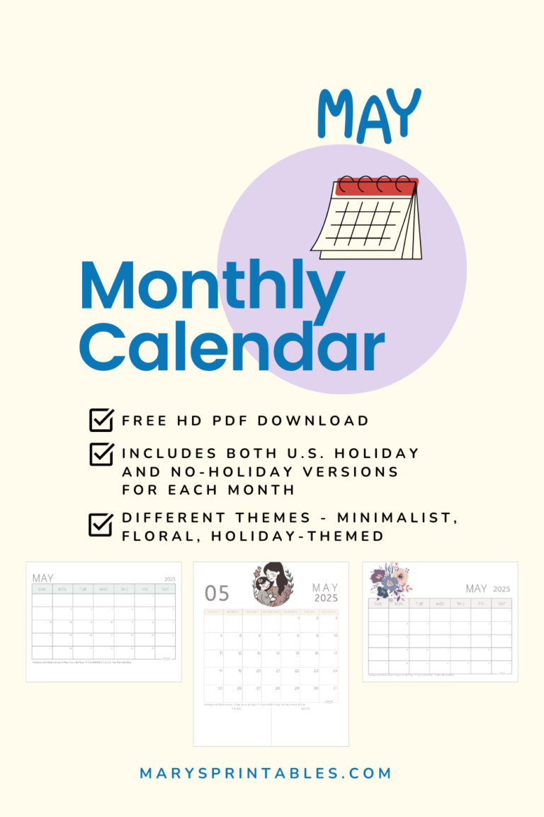 May 2025 Printable Calendar Free PDF’s: Your Go-To Planning Tool