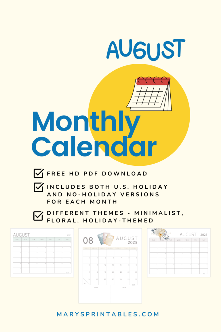 Printable August 2025 Calendar: Plan Ahead with Free and Cute Templates