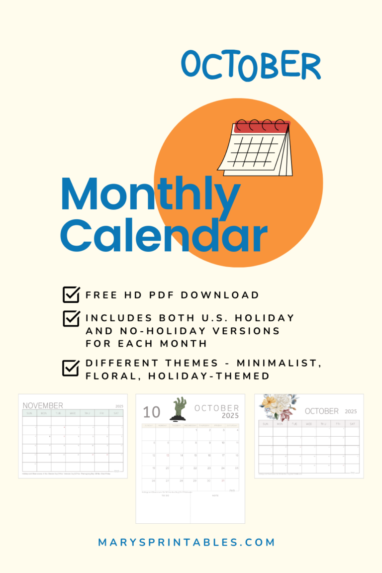 Free Printable October 2025 Calendar: Plan Your Month with These Cute Templates