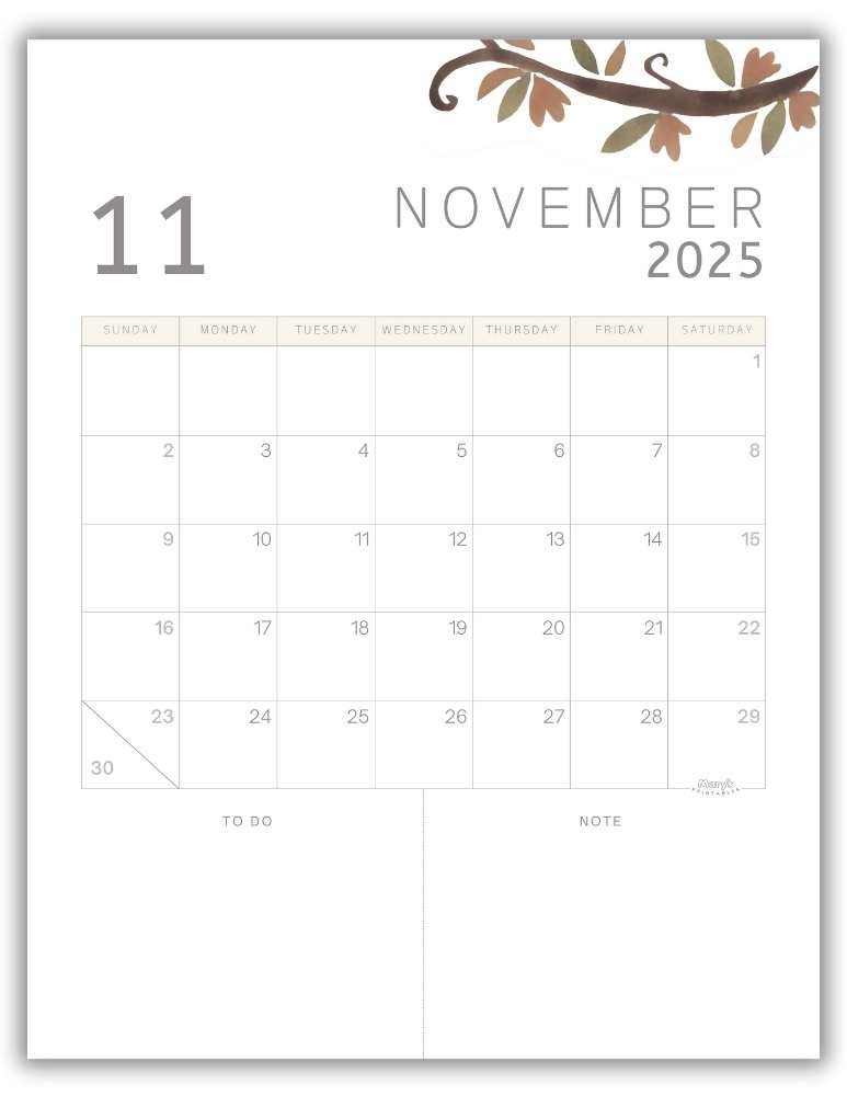 Printable November 2025 Calendar Free Cute Downloads