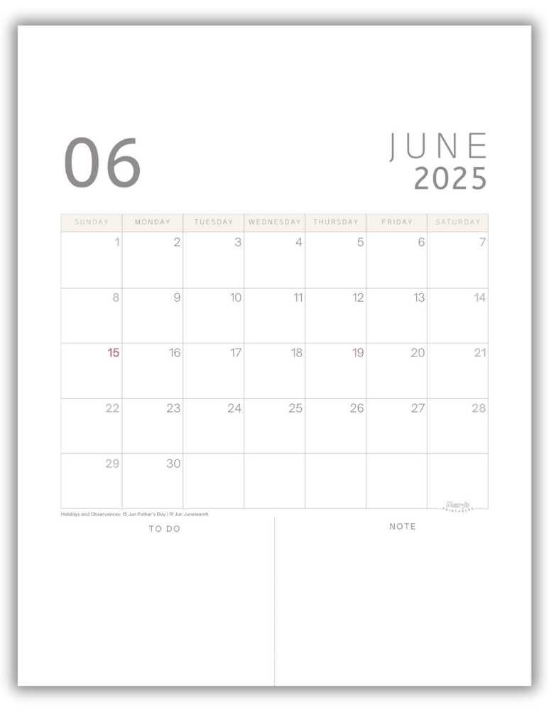 June 2025 Printable Calendar Free Designs to Download Printable June 2025 Calendar Page With Holidays