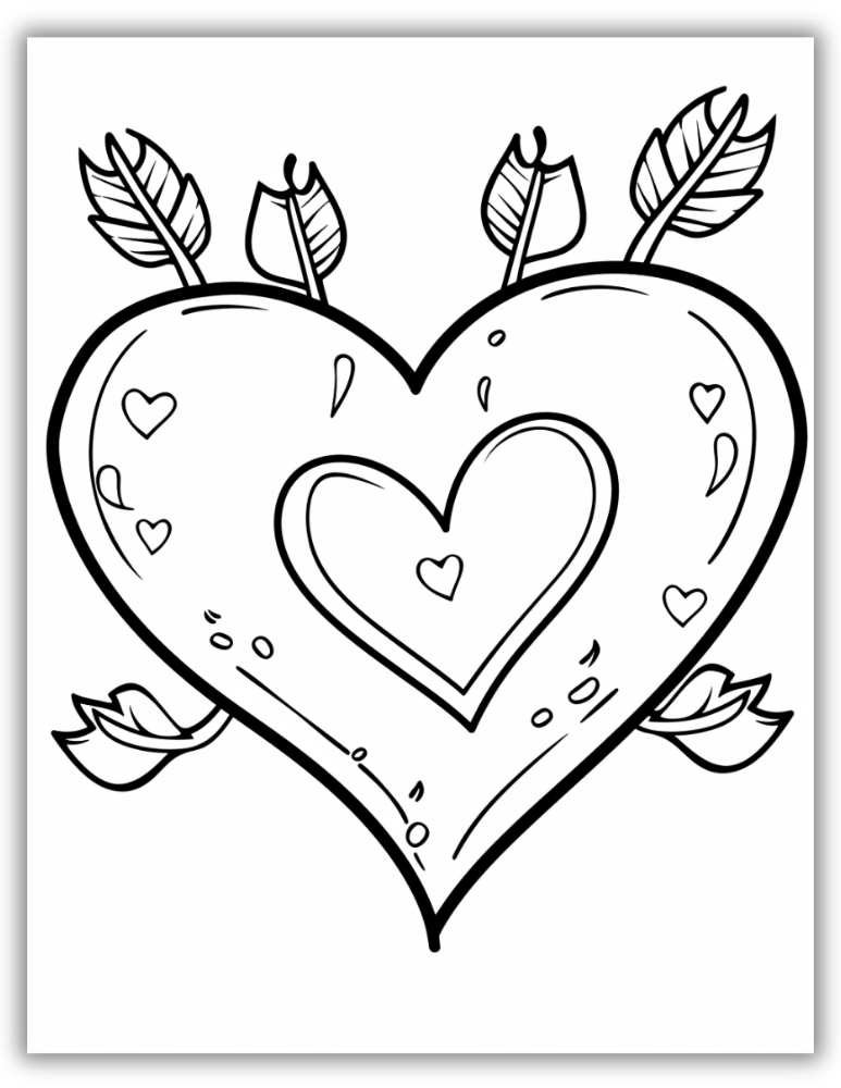Heart Love Printable Coloring
