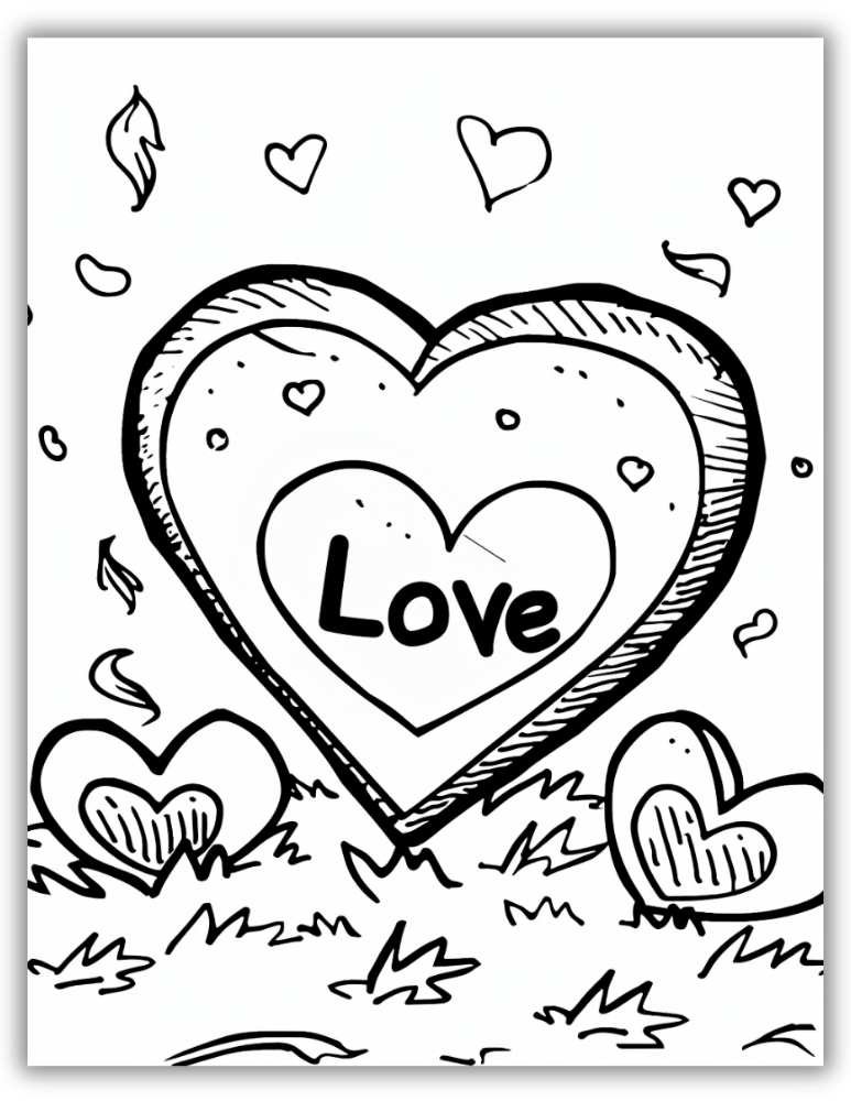 Love Coloring Page Free PDF Download