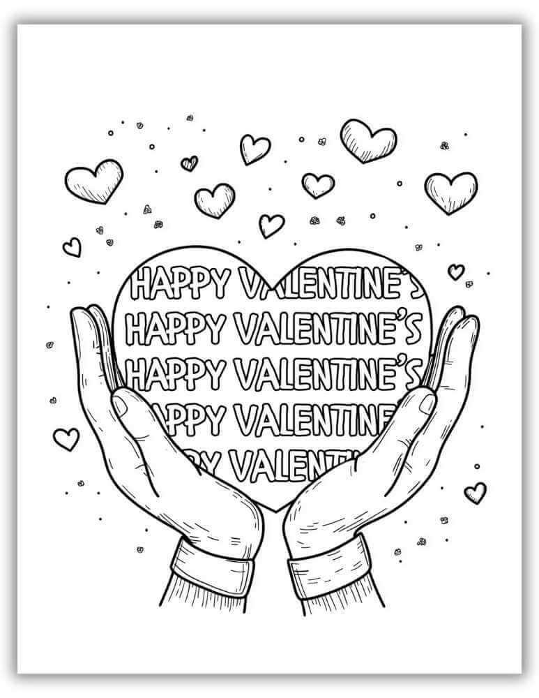 Happy Valentines Day Free Download Coloring Page