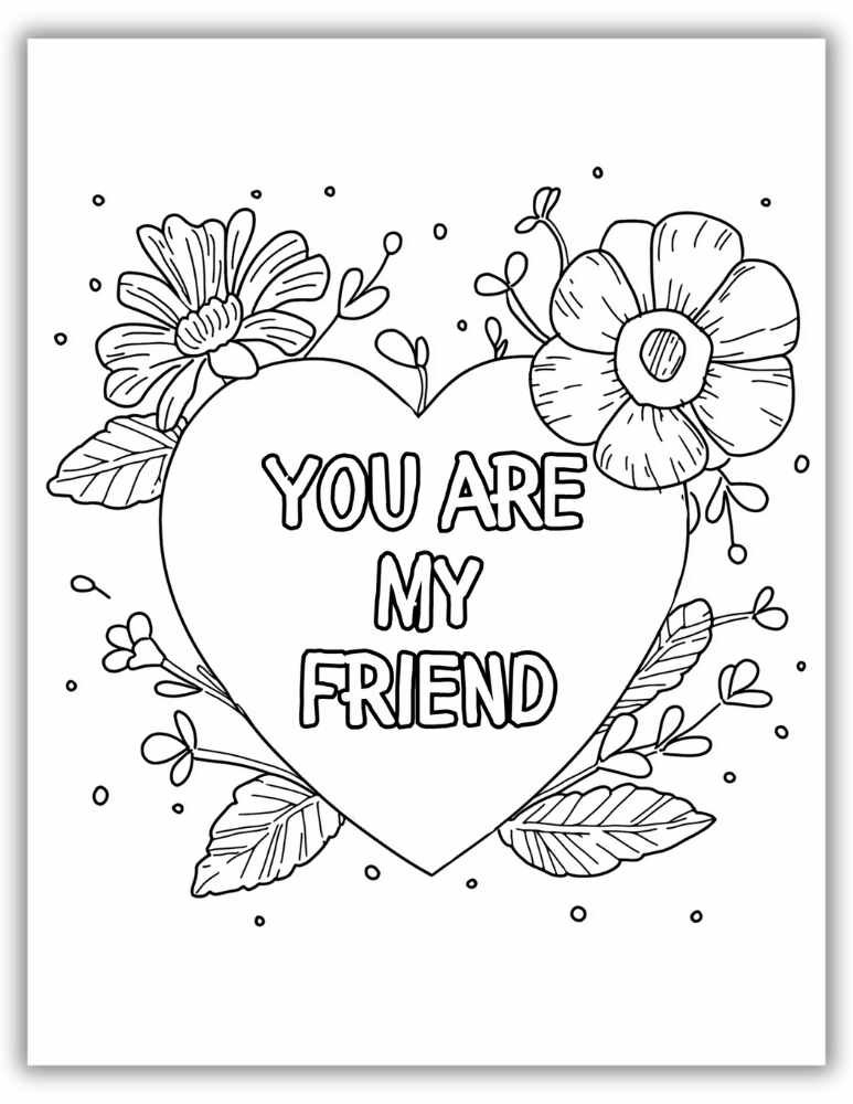 Printable Valentine's Day Coloring Page - You are My Friend