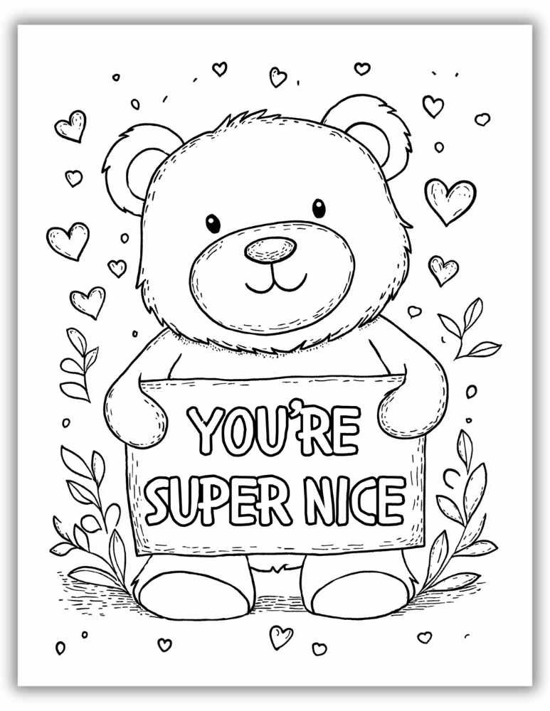 Printable Valentine's Day Coloring Page - You're Super Nice