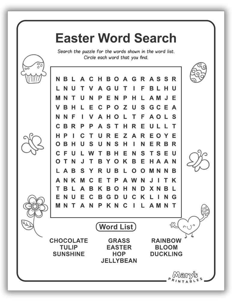 Religious Easter word search for easter