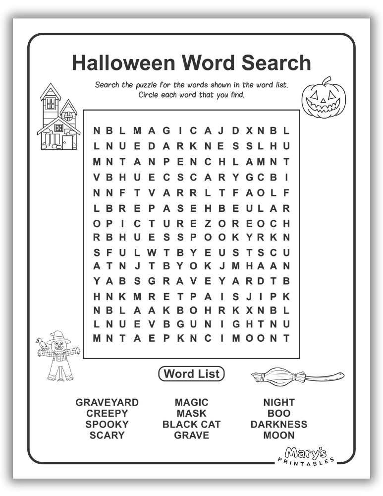 Printable Halloween Word Search Preview for free Page 2
