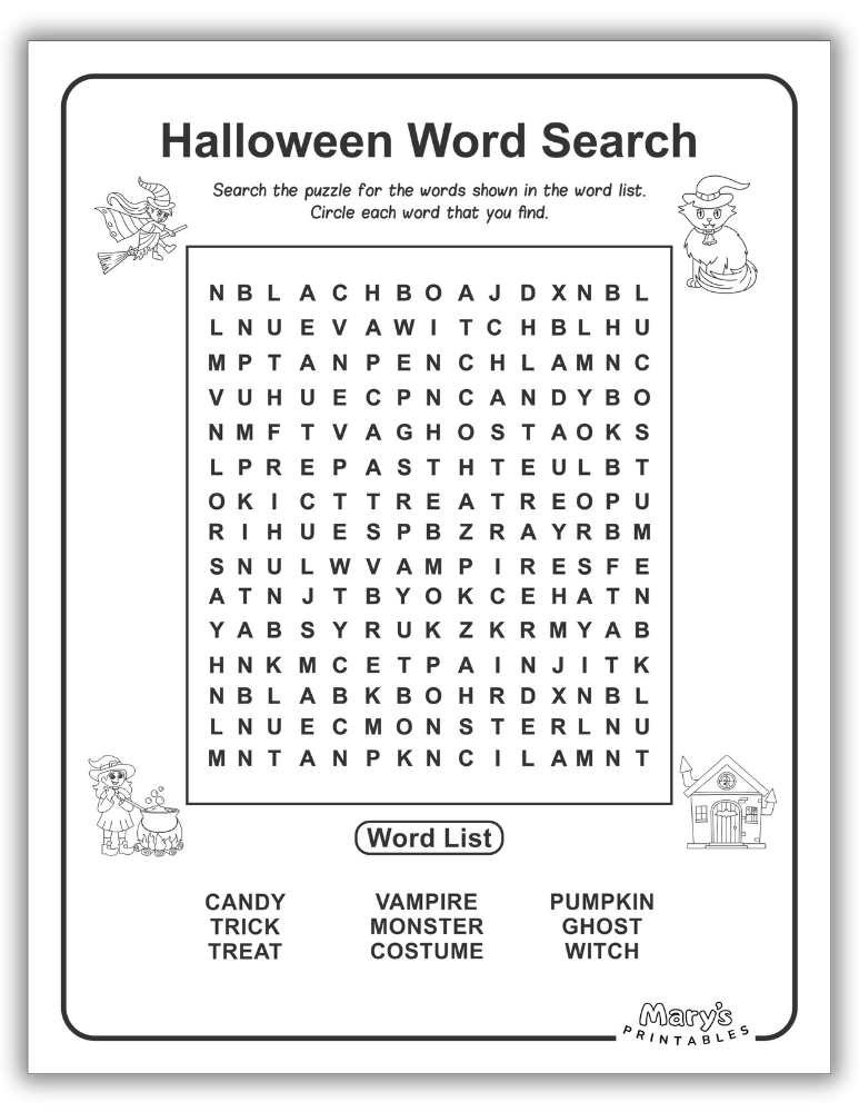 Page 3 of Halloween Word Seach Printable - Free Download