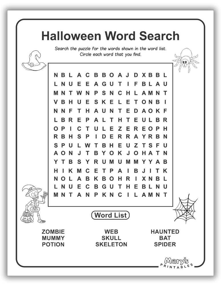 Page 4 of Printable Word Search for Halloween - Free Instant Download