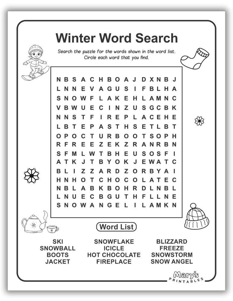 Winter Word Search Page 2 Free PDF Download