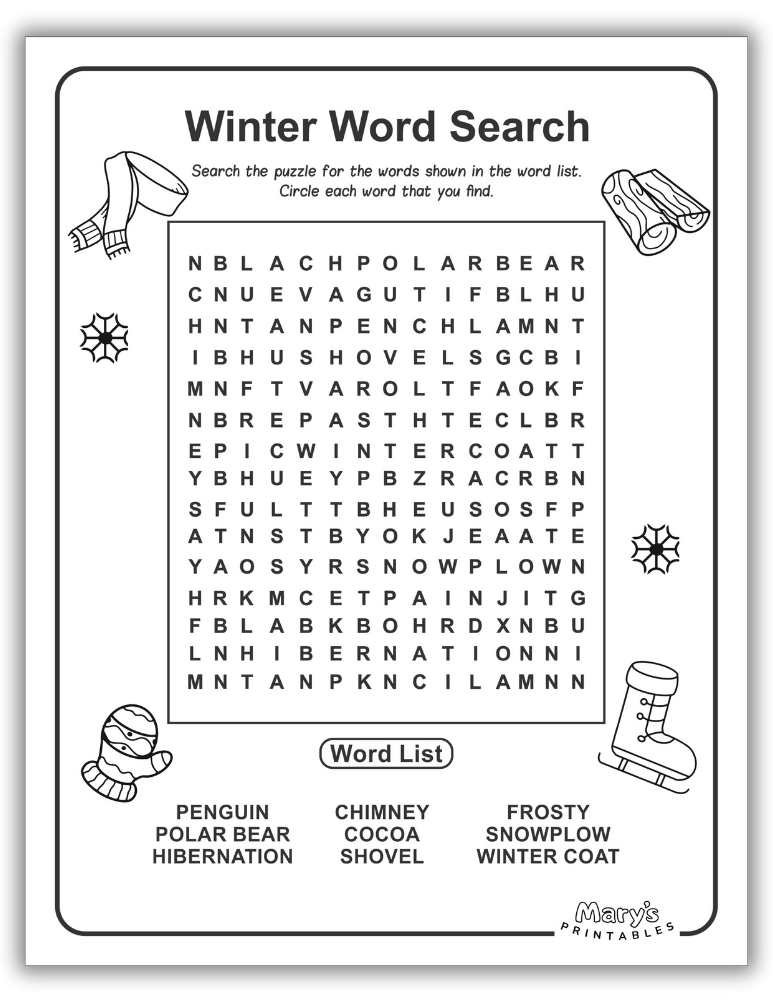Winter Word Search Page 3 Free High Definition File to Download