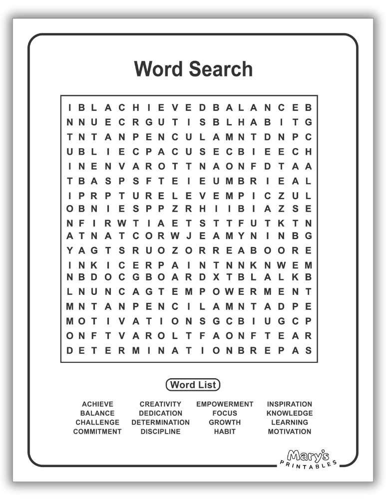 Wordseach printable for adults - Easy