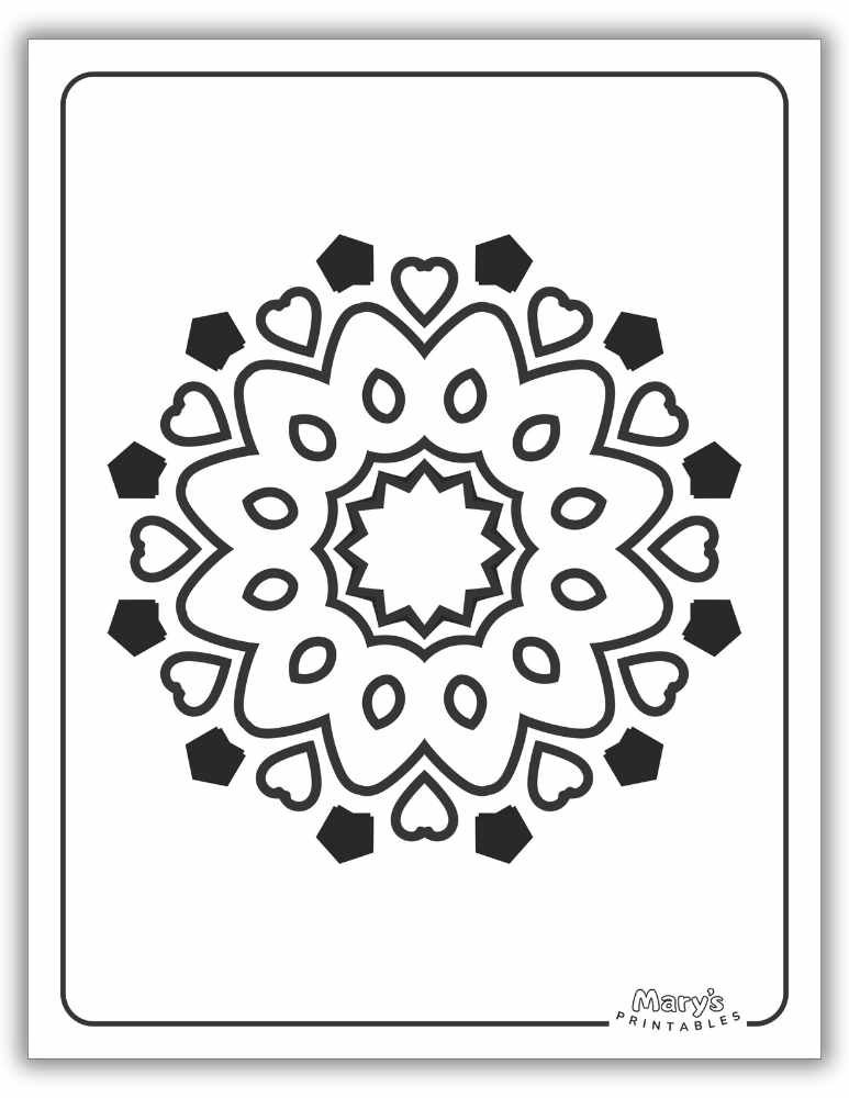 Modern mandala printable design featuring bold geometric shapes.