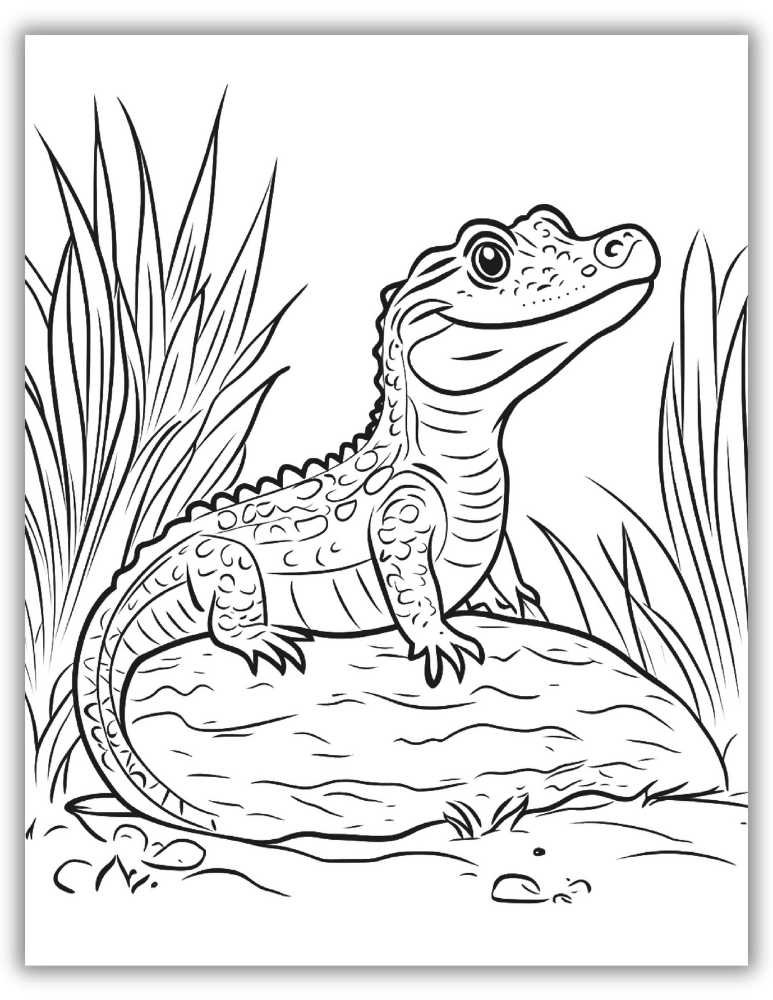 Jungle Alligator or Crocodile Coloring Page To Print
