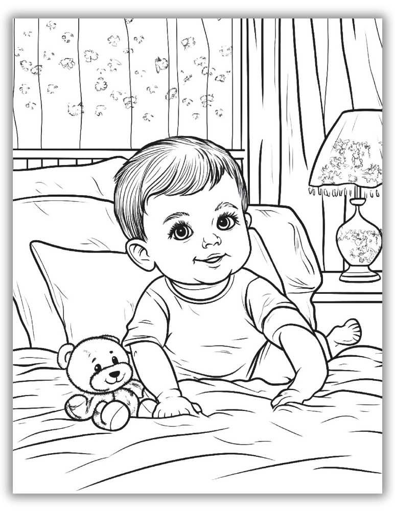 Baby in room coloring page free download