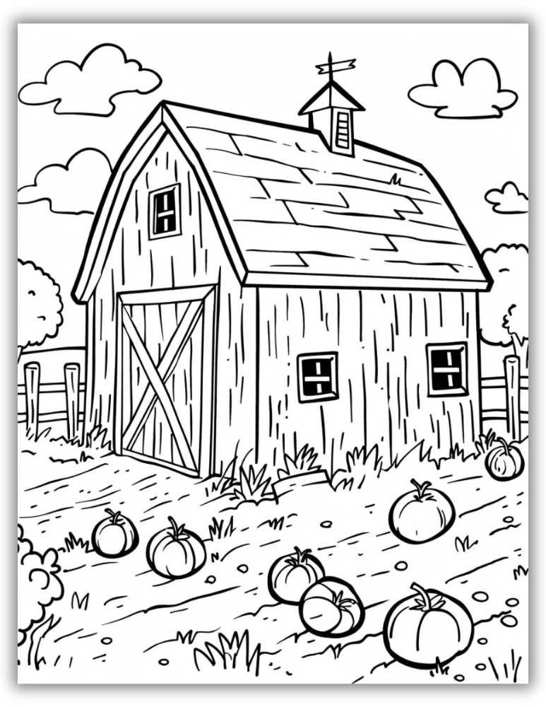 Cute barn coloring page