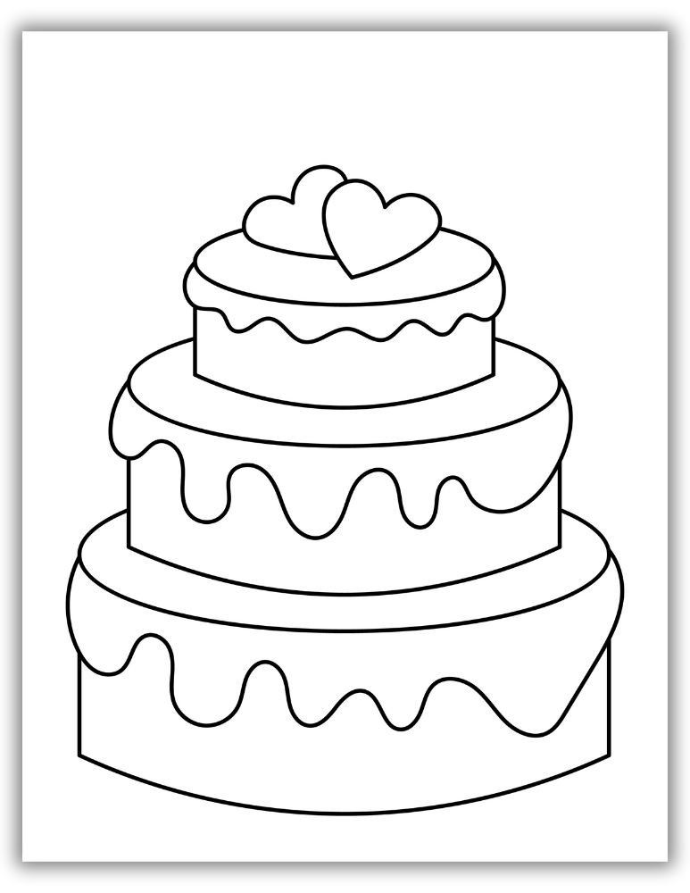 Simple Outline of Cake Coloring Page