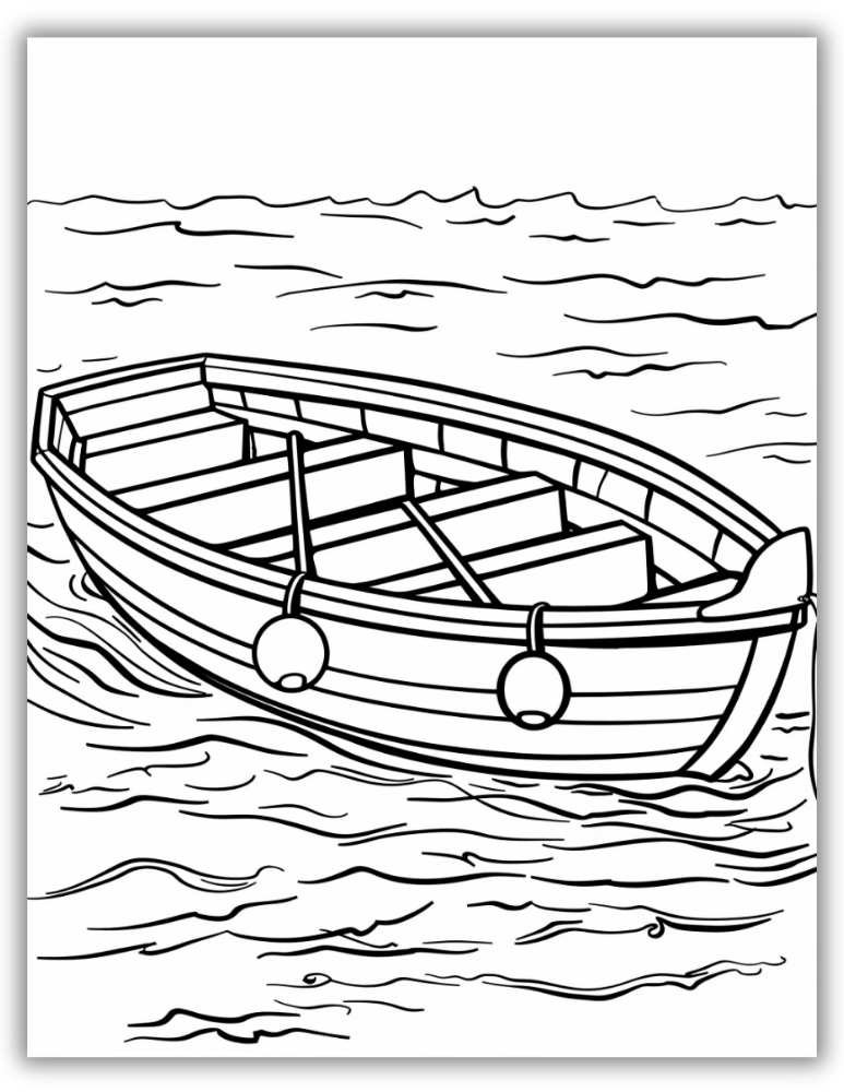 Sailboat coloring sheet with ocean waves