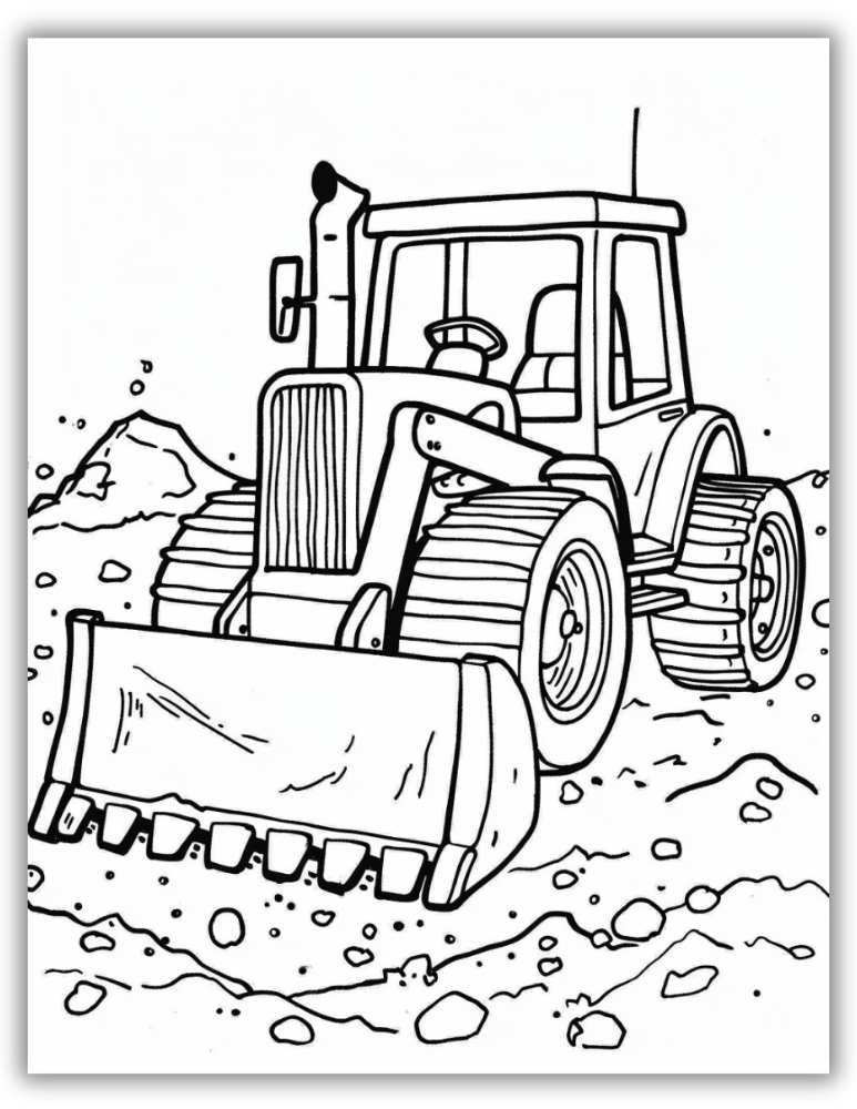 Bulldozer with scoop coloring page