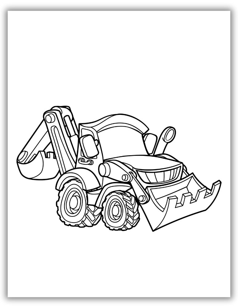 Cartoon bulldozer coloring page