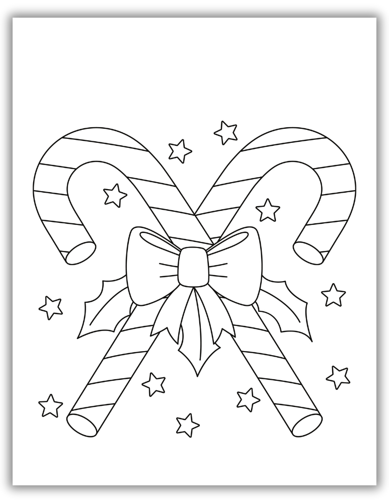 Simple candy cane outline coloring page