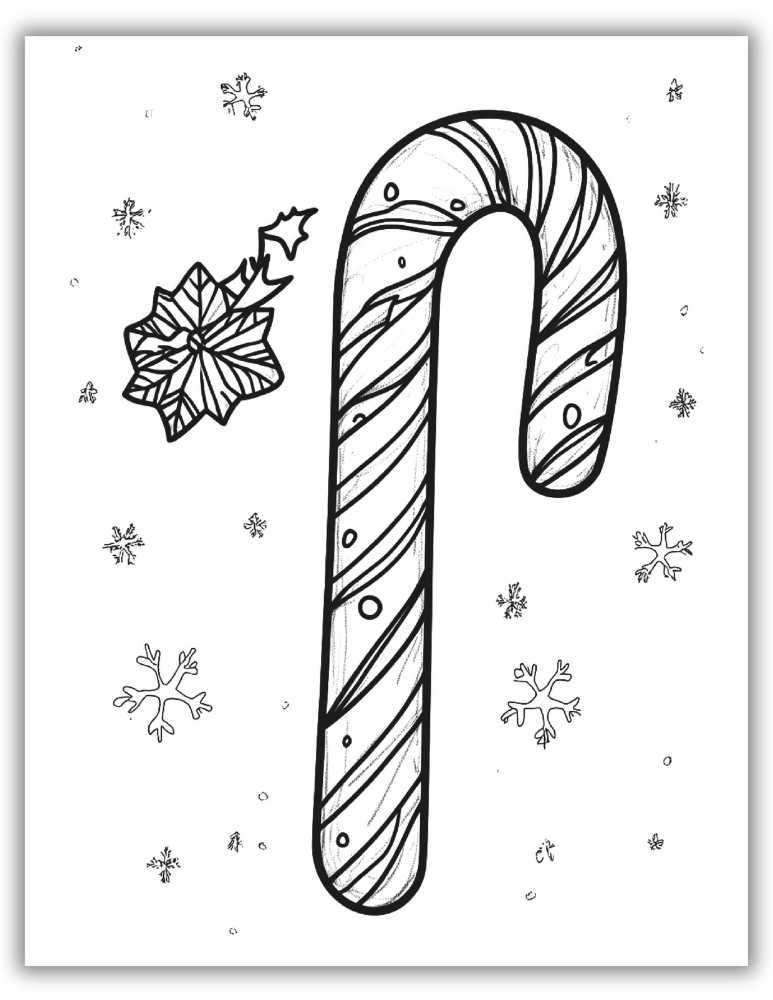 Candy cane coloring page with stripes