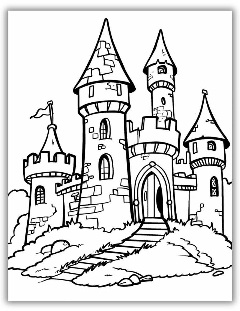 Fantasy castle coloring page