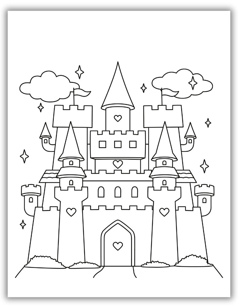 Castle coloring page for kids