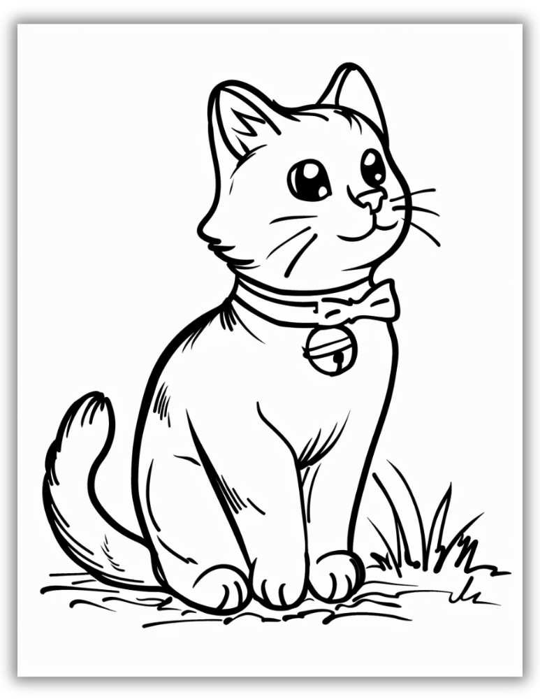 Cute cat coloring page for kids