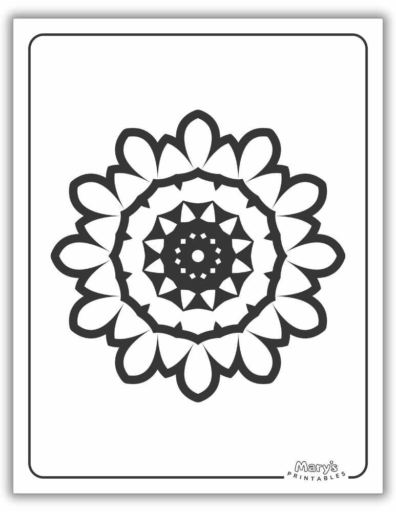Complex geometric mandala printable coloring sheet perfect for teens and adults.