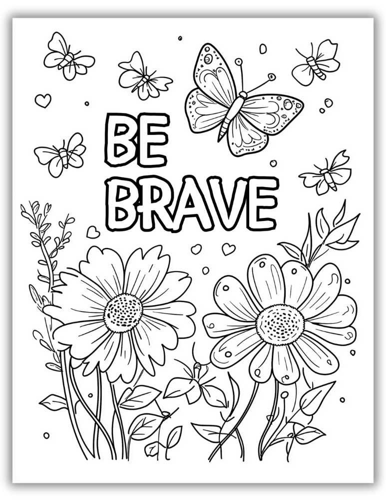 Mindful Words to Color – Free Printable Page - Be Brave