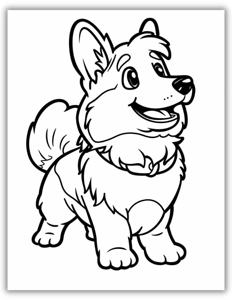 Cute corgi dog coloring page