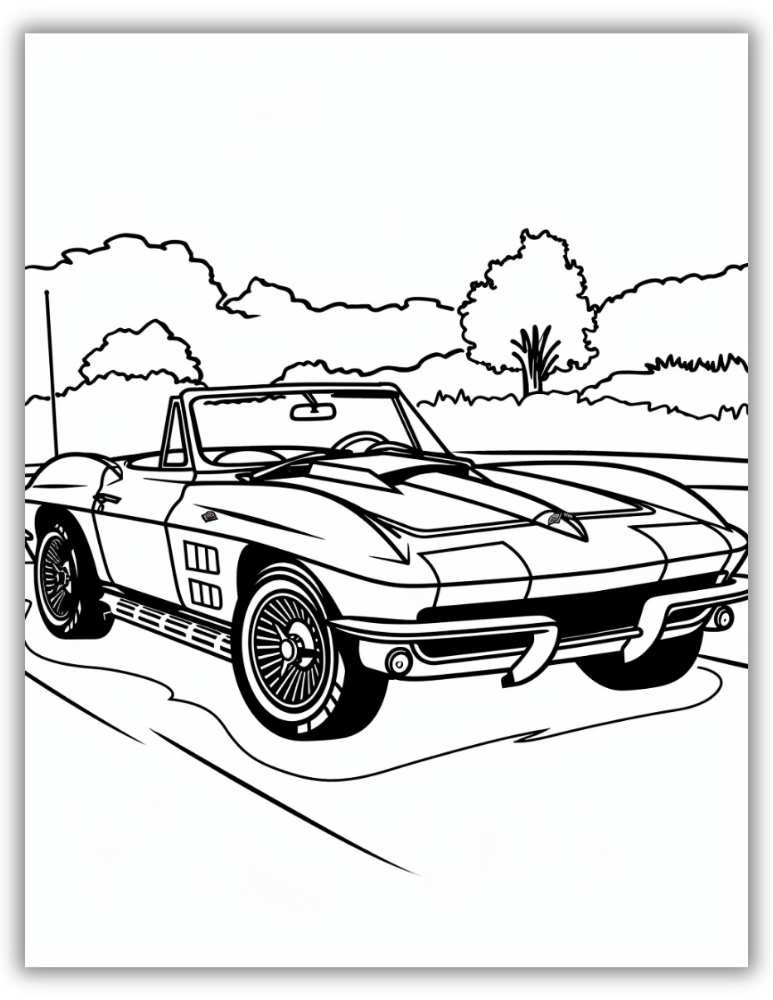 Corvette convertible coloring page