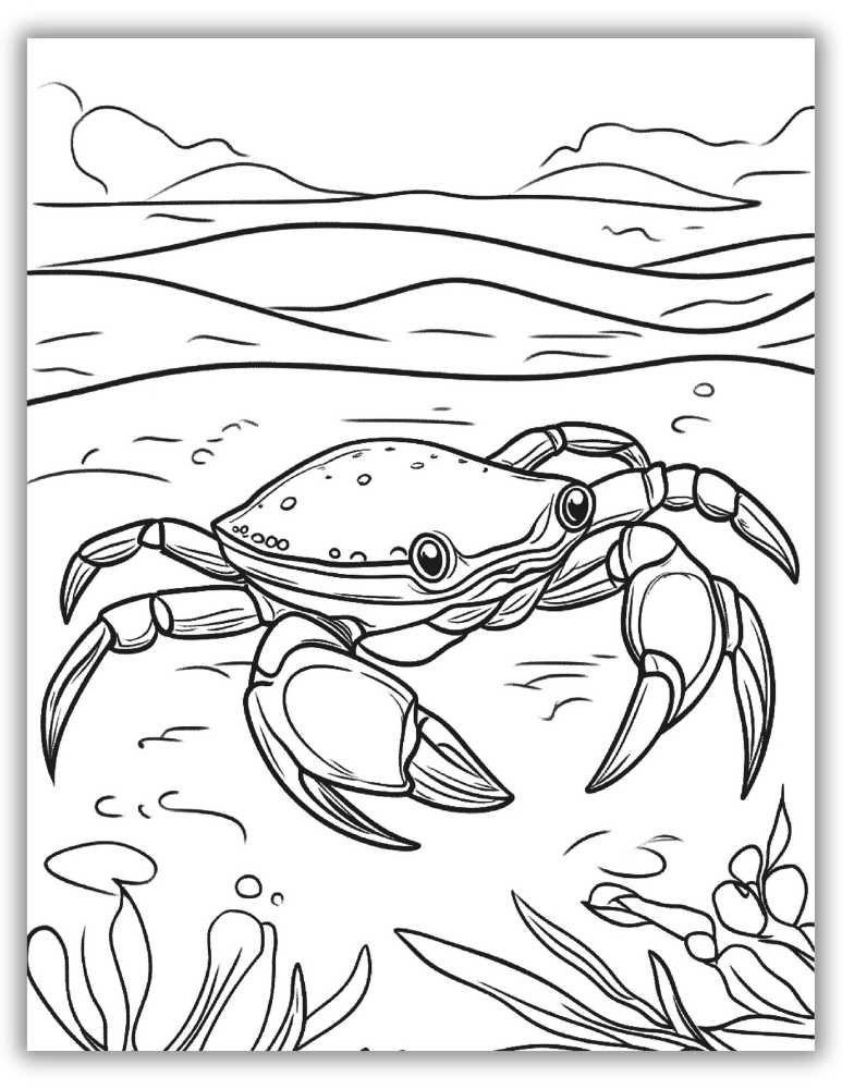 Cute crab coloring page