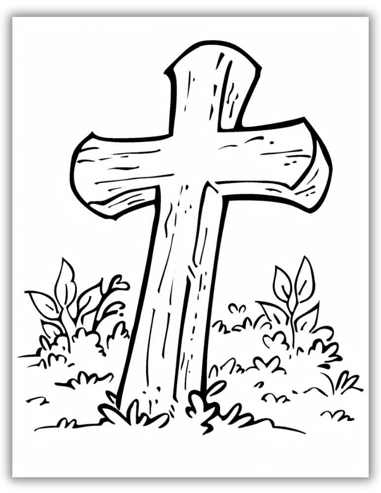 Christian cross coloring page