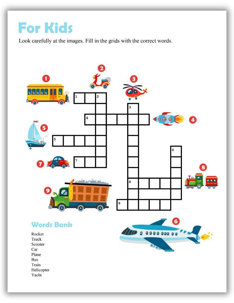 Free printable word challenge for kids PDF
