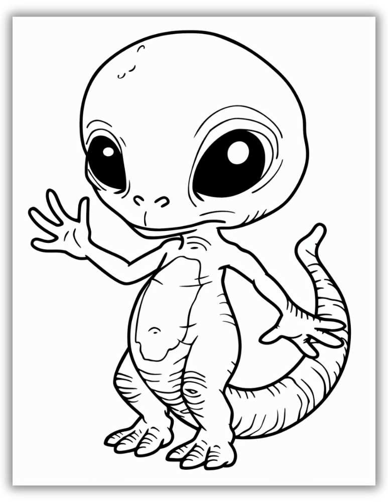 Cartoon Alien Coloring Page PDF