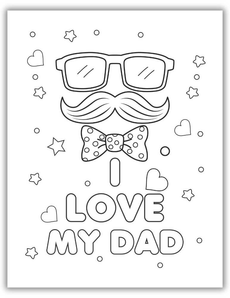 Free Father's Day coloring pages printable PDF - I Love My Dad