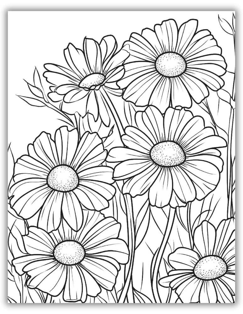 Bunch of flowers coloring printable