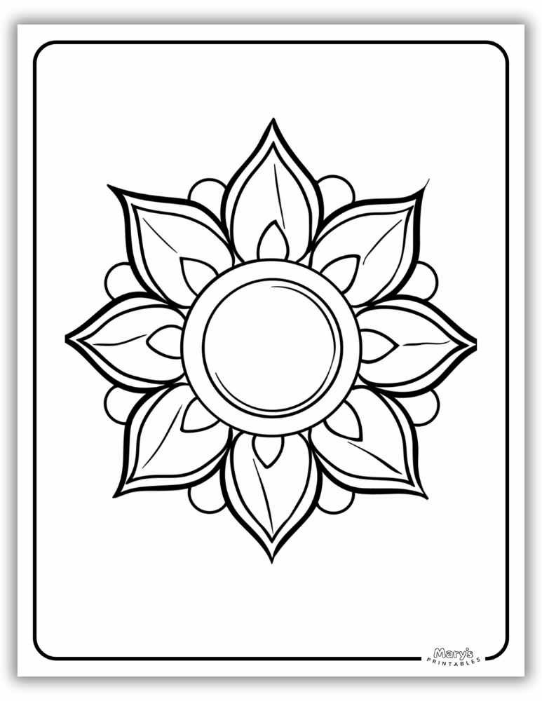 Advanced mandala coloring page for stress relief with intricate geometric swirls in a printable format.