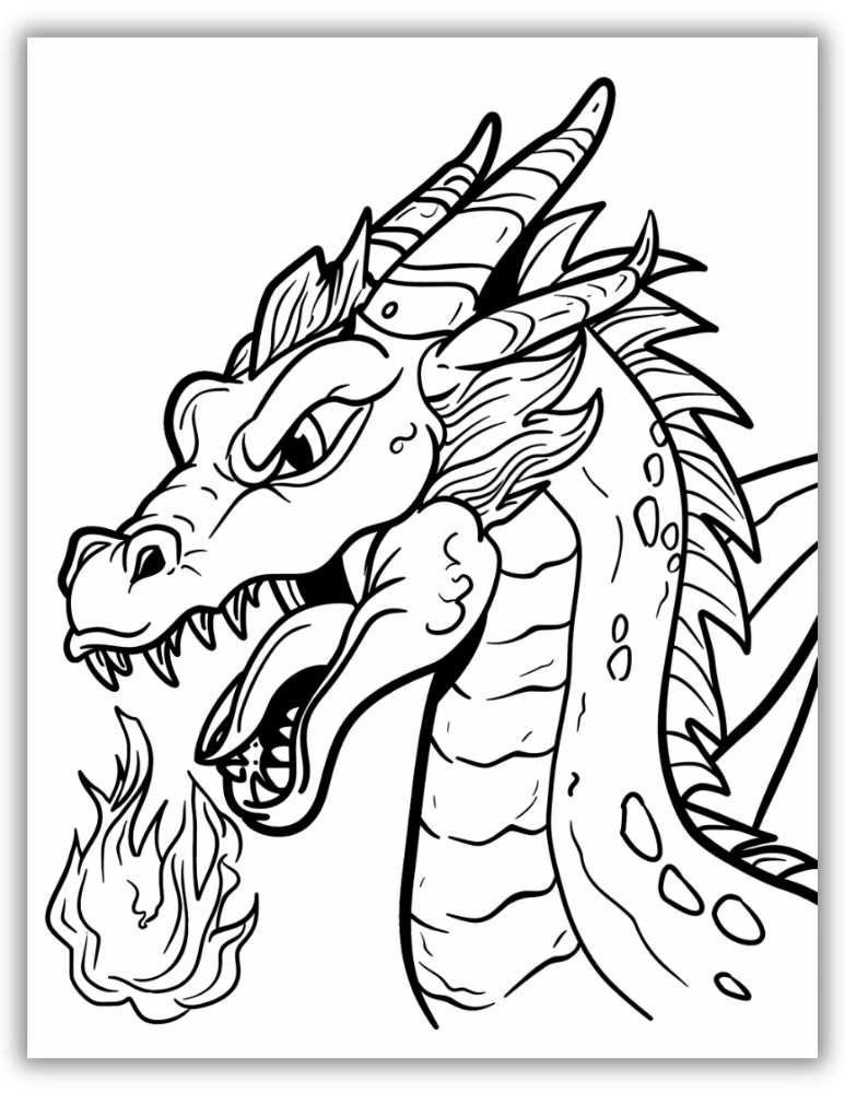 Fire-breathing dragon coloring page