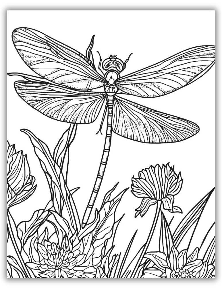 Dragonfly with intricate patterns coloring page