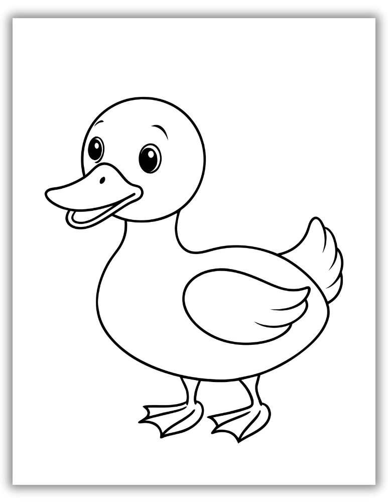 Cute and simple duck coloring page