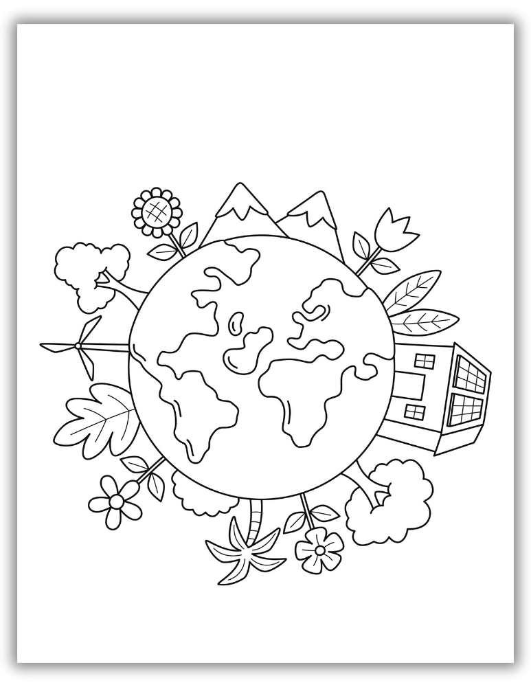 Earth Day coloring page PDF