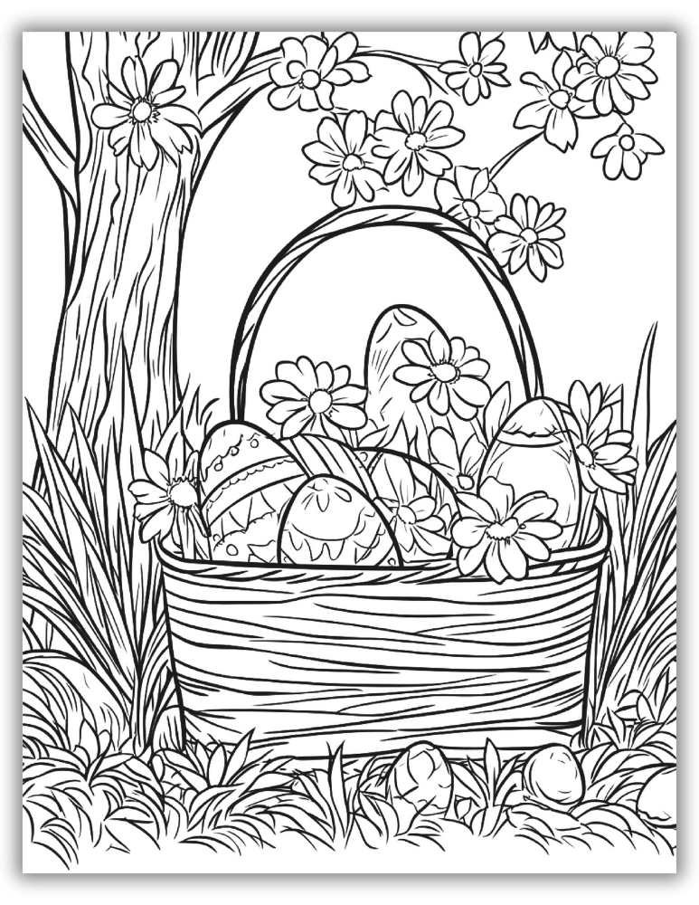 Printable Easter basket coloring pages free