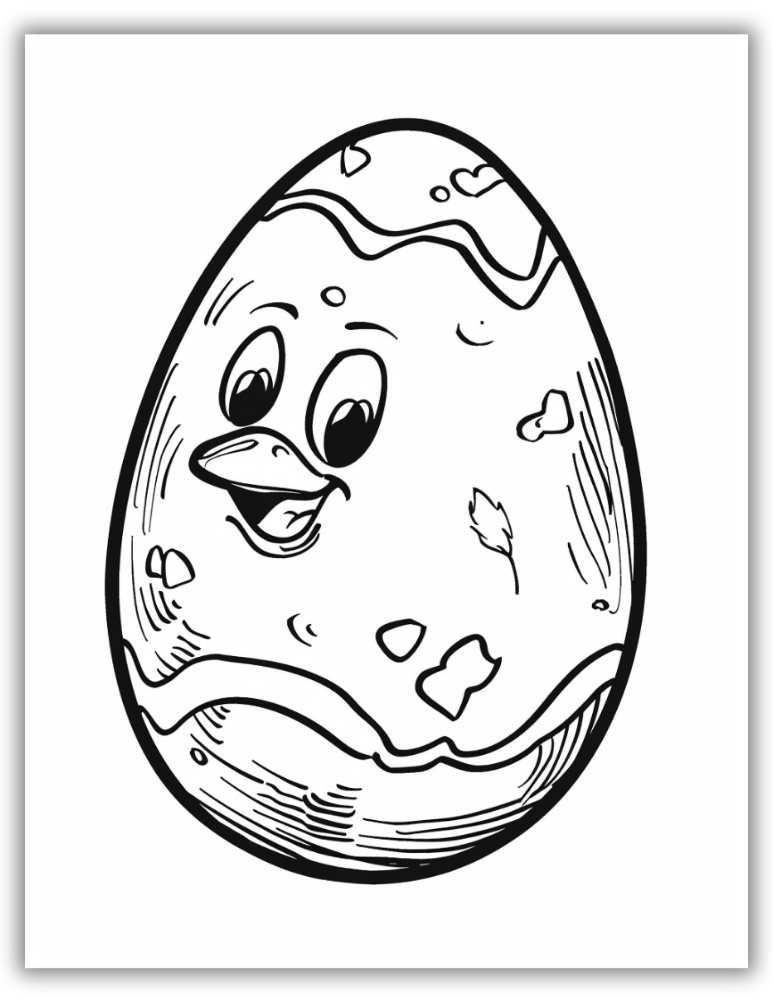 Printable egg coloring page with face