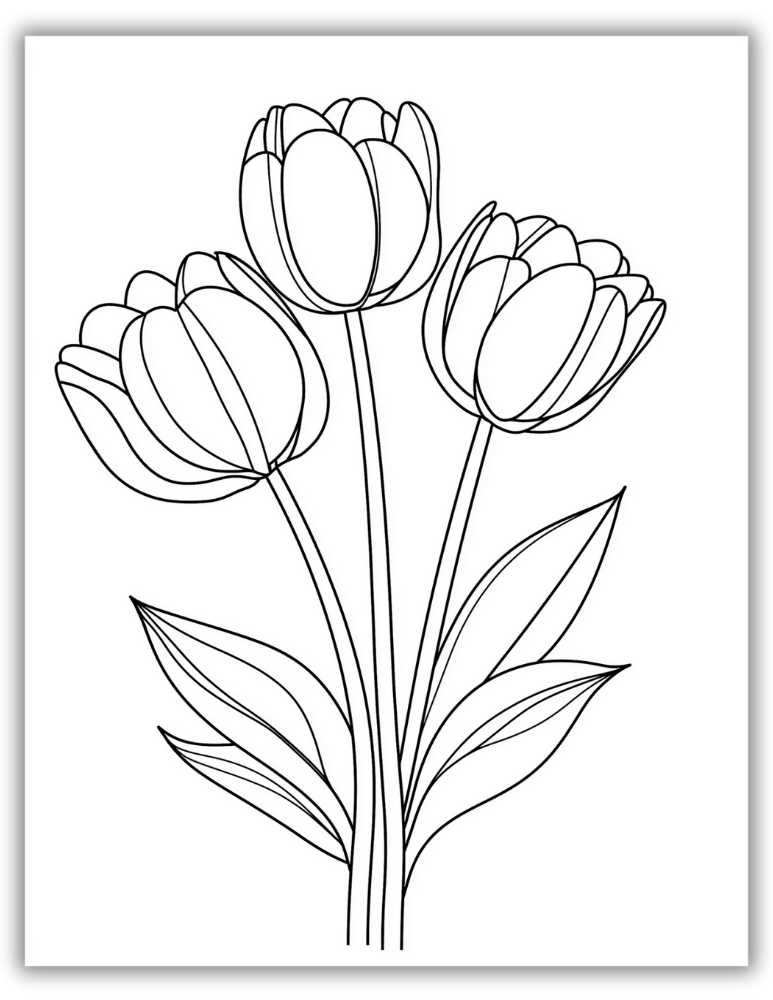 Cute three flowers coloring page