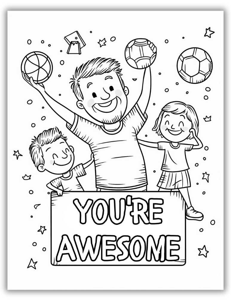 Father's Day coloring printables free download - You're Awesome