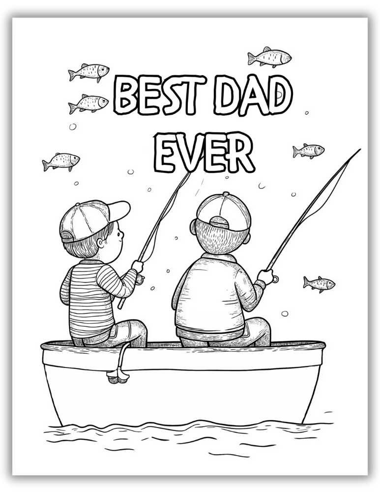 Printable Father's Day card to color PDF - Best Dad Ever